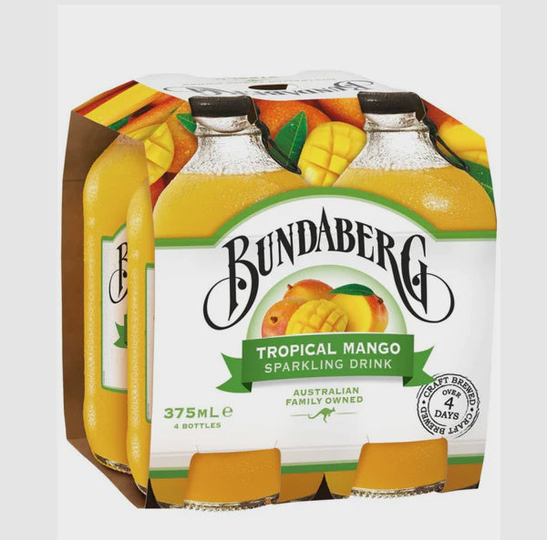 Bundaberg Tropical Mango Sparkling Drink 375ml 4 pack