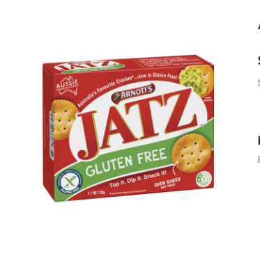 Arnott's Jatz Gluten Free 130gm