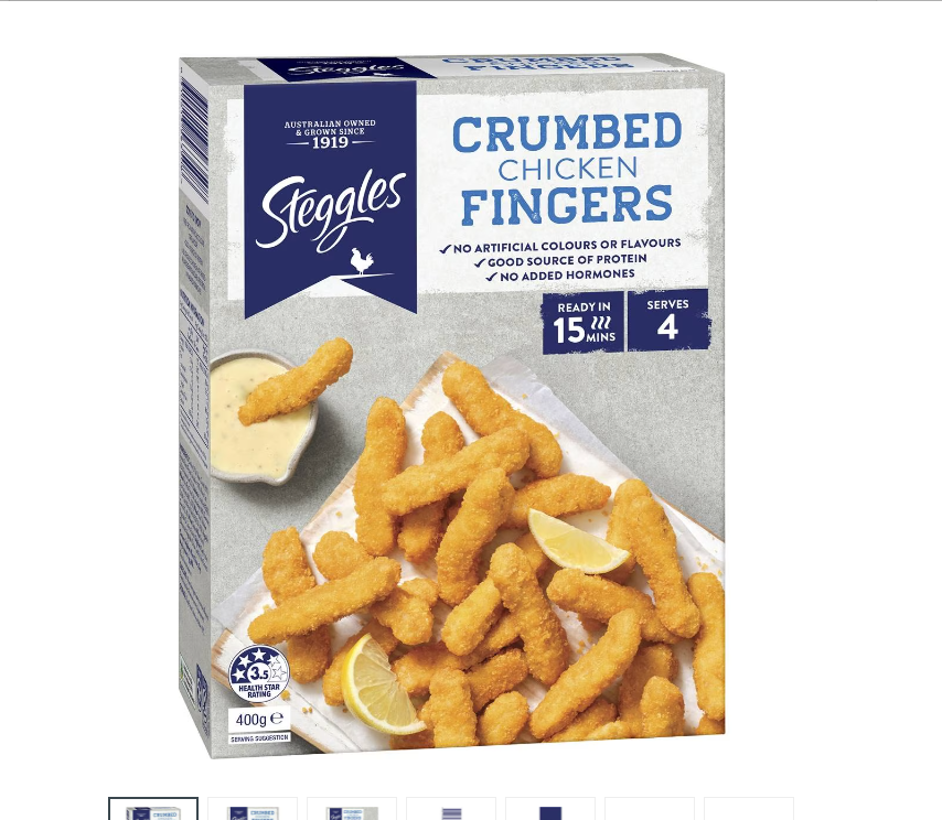 Steggles Crumbed Chicken Breast Fingers 400g