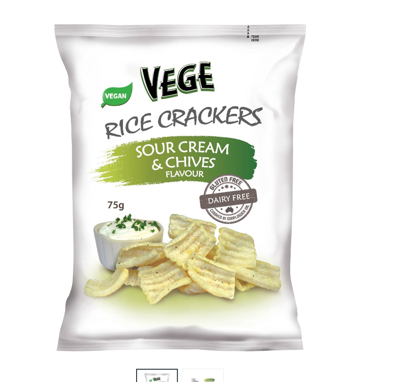 Vege Rice Crackers Sour Cream and Chives 75g