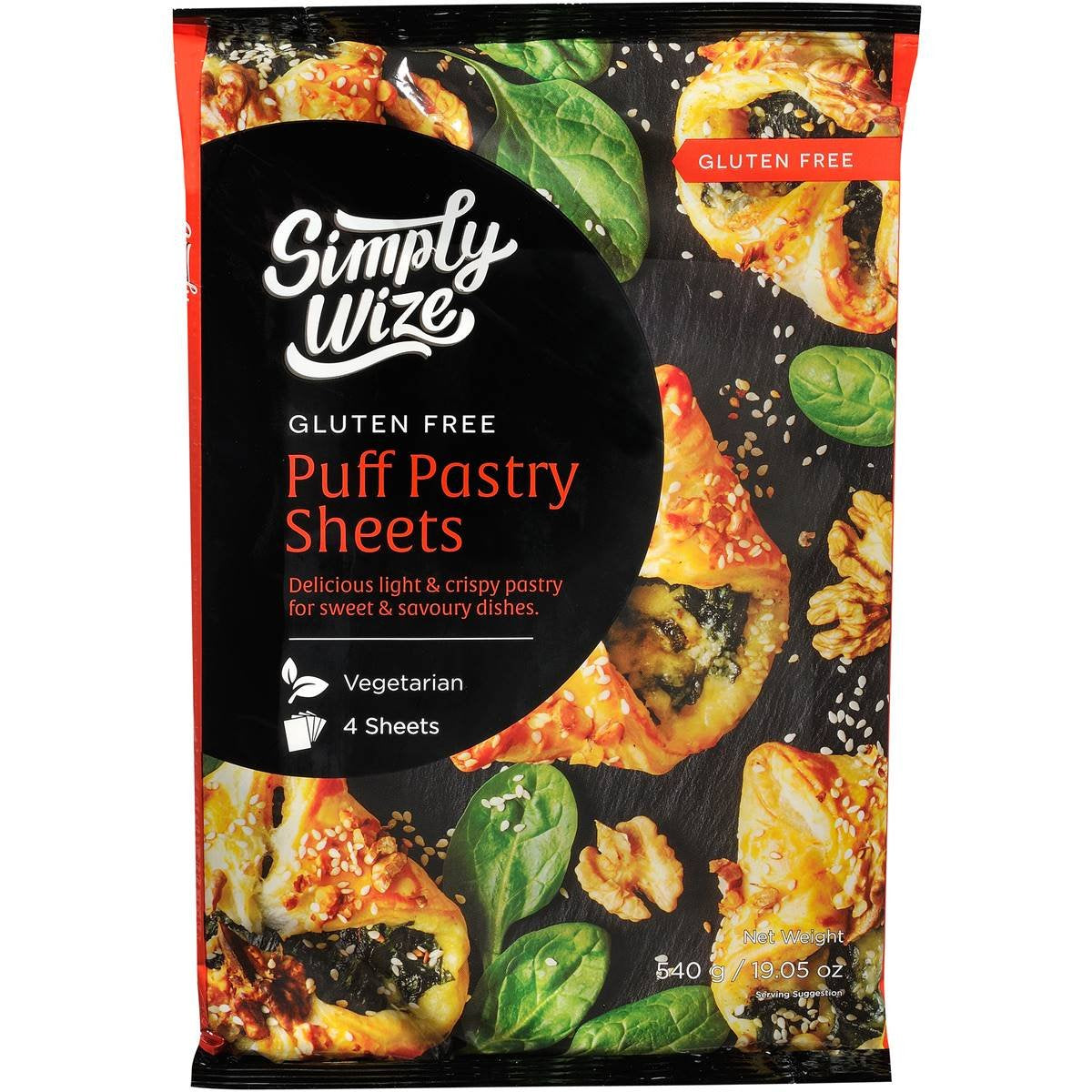 Simply Wize GF Puff Pastry Sheets Frozen 540g