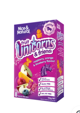 Nice & Natural Unicorn & Friends Fruit Packs 8 Pack