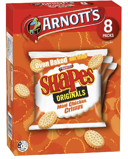 Arnott's Shapes Mini Chicken Crimpy 8 packs 200g