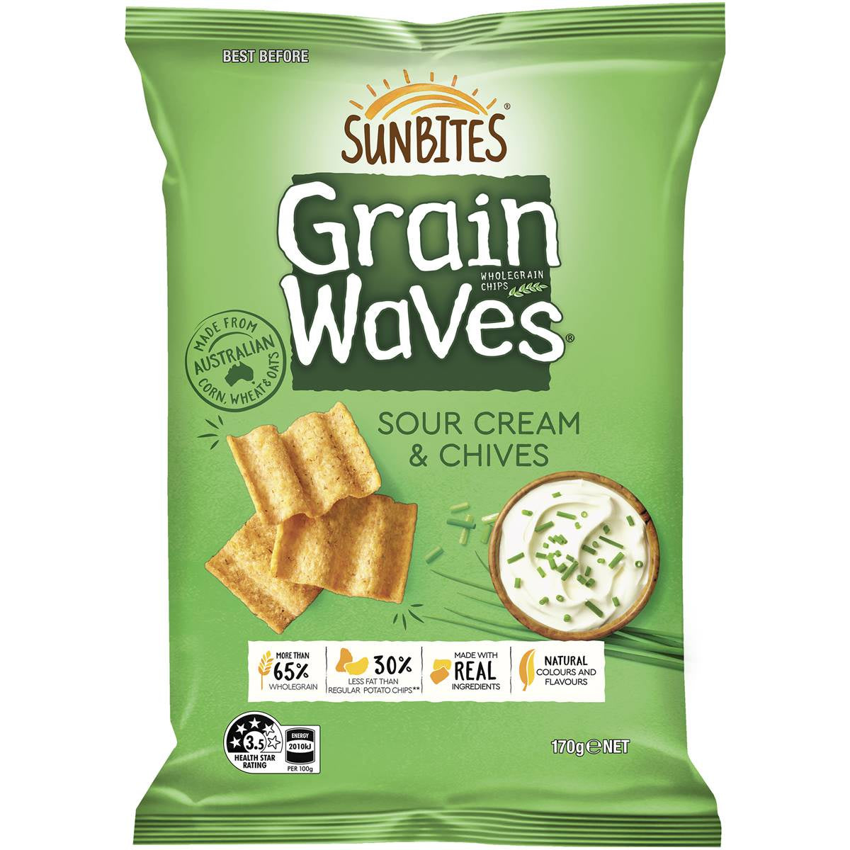 Sunbites Grain Waves Sour Cream and Chives 170g