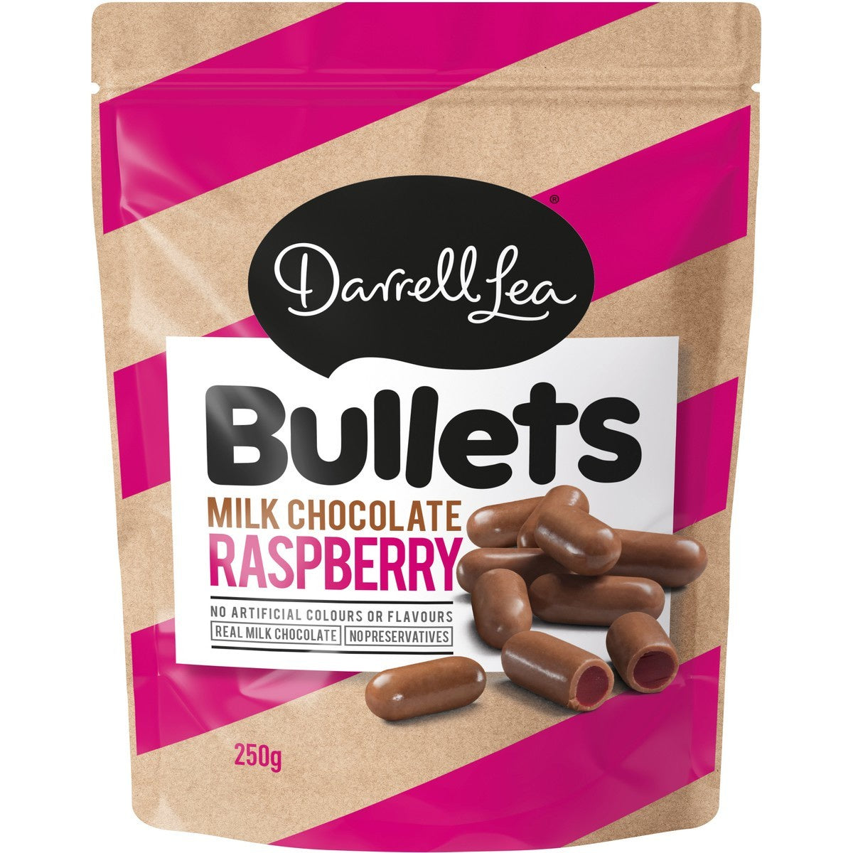 Darrell Lea Bullets Milk Chocolate Raspberry 250g