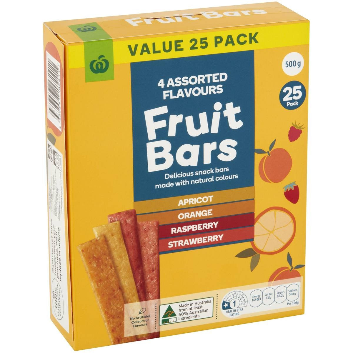 Woolworths Fruit Bars 4 Assorted Flavours 25 Pack 500g