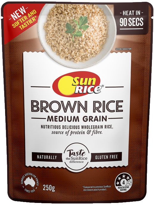 Sun Rice Steamed Rice Brown Whole Grain Rice 250g