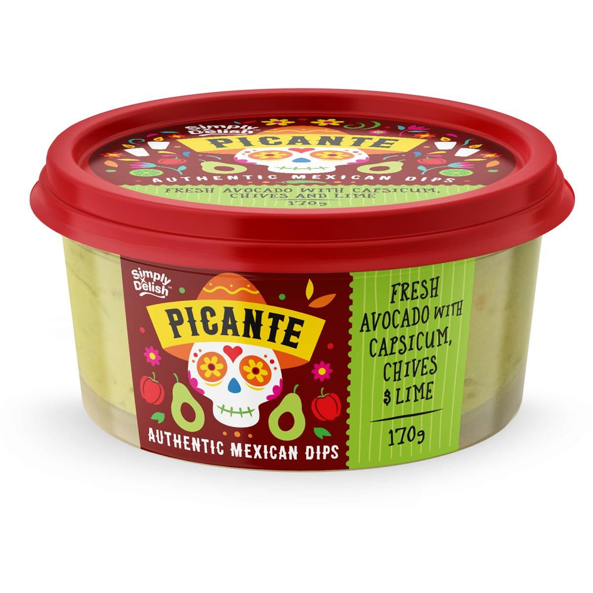 Simply Delish Picante Avocado with Capsicum, Chives & Lime Dip 170g