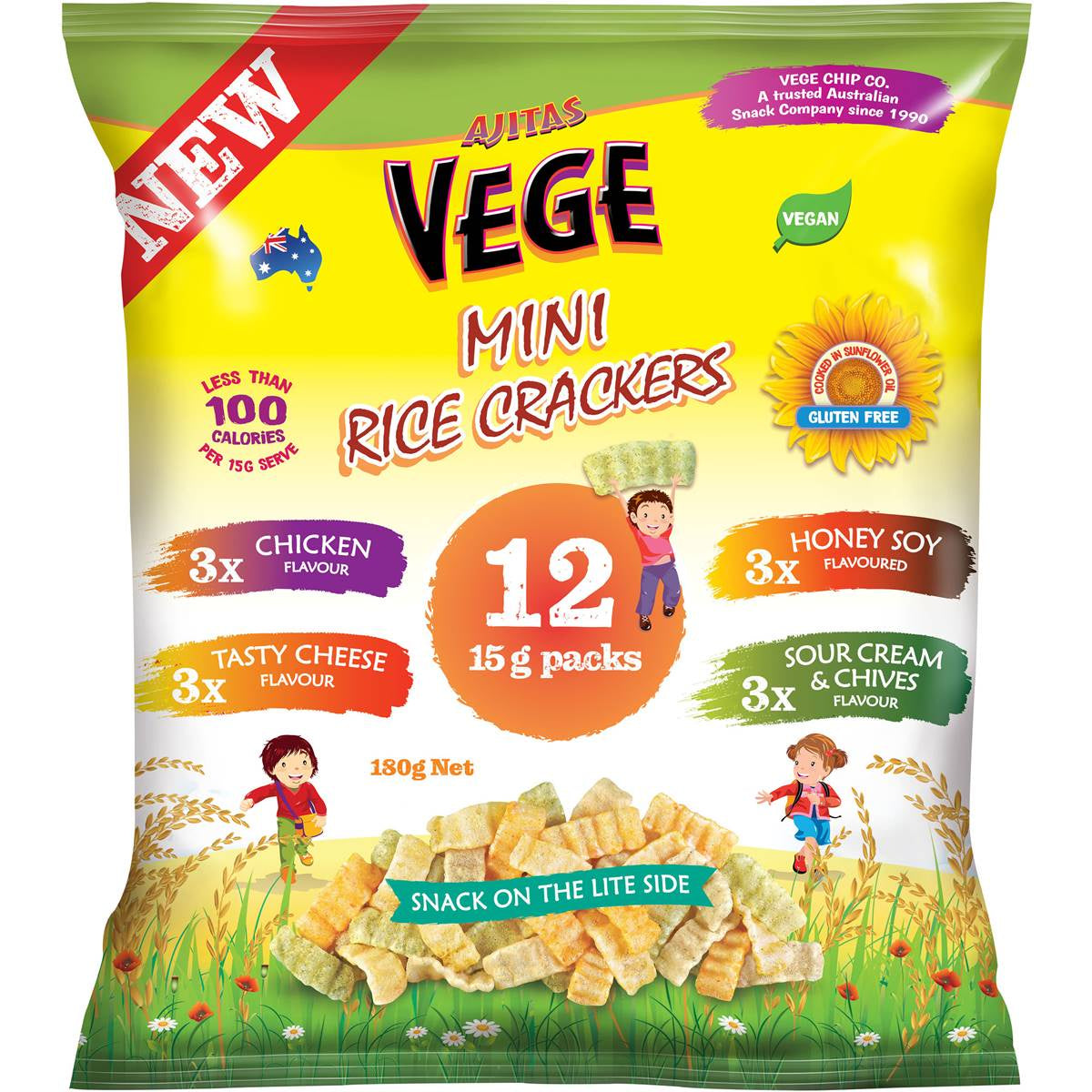 Vege Chips Mini Rice Crackers multi 12 pack