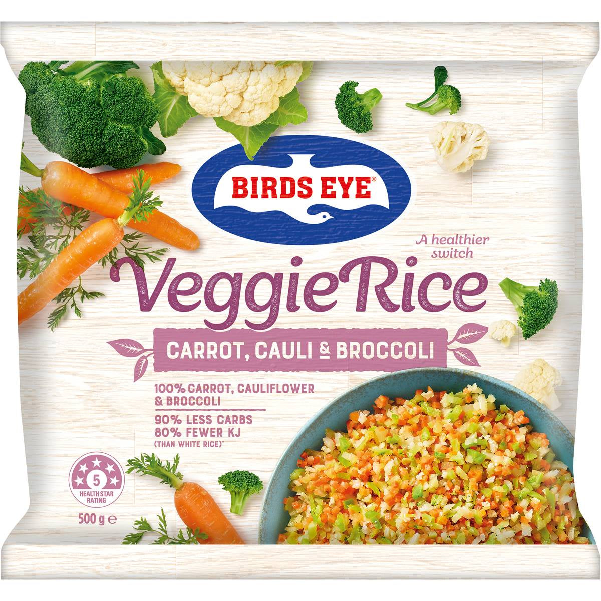 Birds Eye Veggie Rice Carrot, Cauli and Broccoli 500g