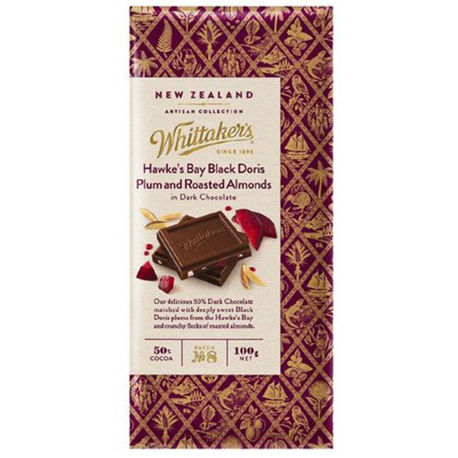 Whittaker's Hawke's Bay Black Doris Plum and Roasted Almonds 100g