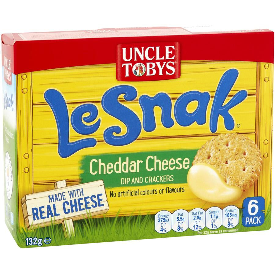 Uncle Tobys Le Snack Cheddar Cheese 6 Pk