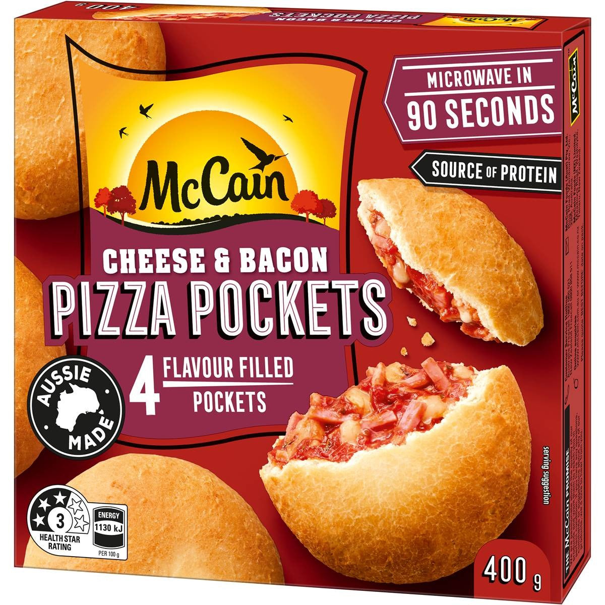 McCain Cheese & Bacon Pizza Pockets 400gm