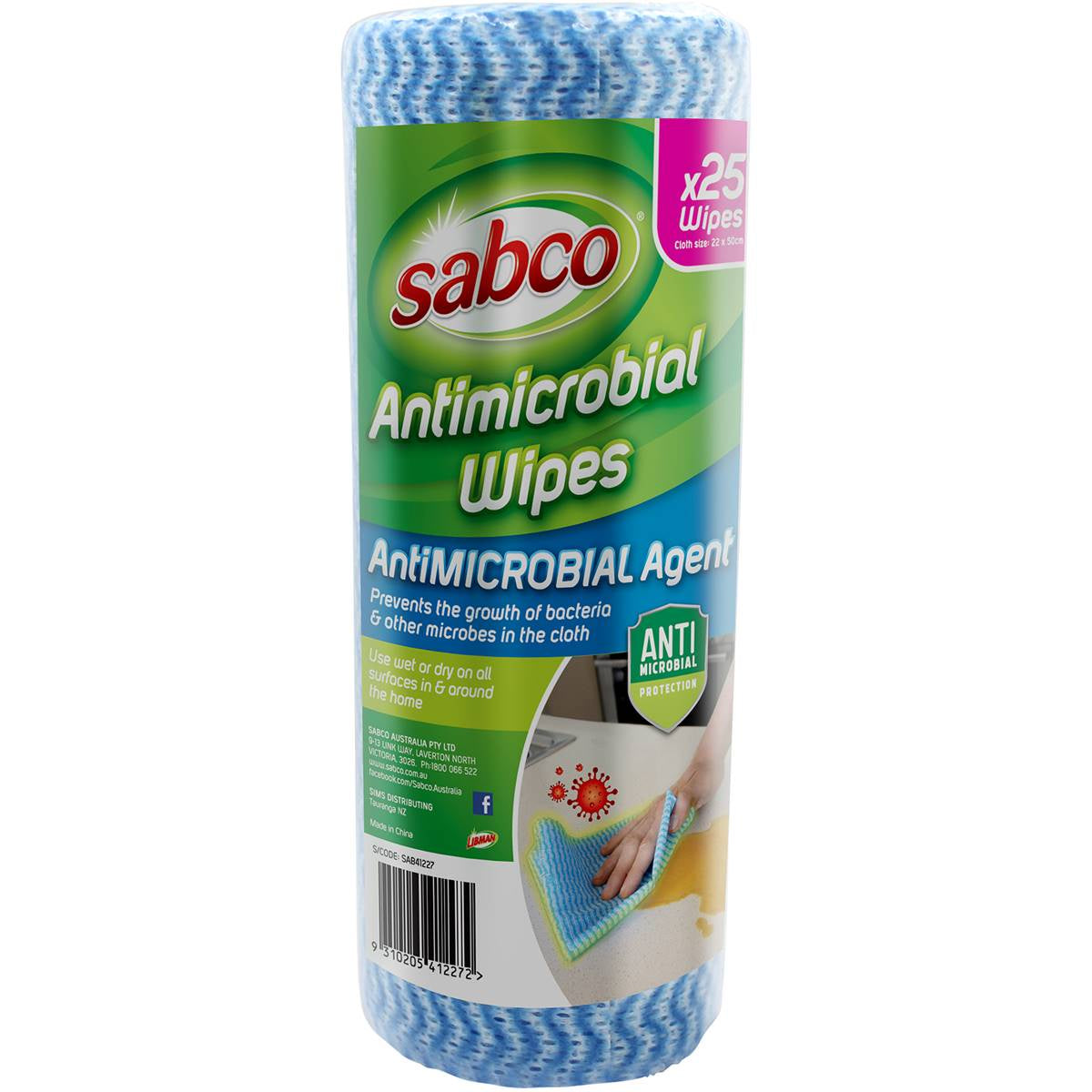 Sabco Antimicrobial Wipes 25 pack