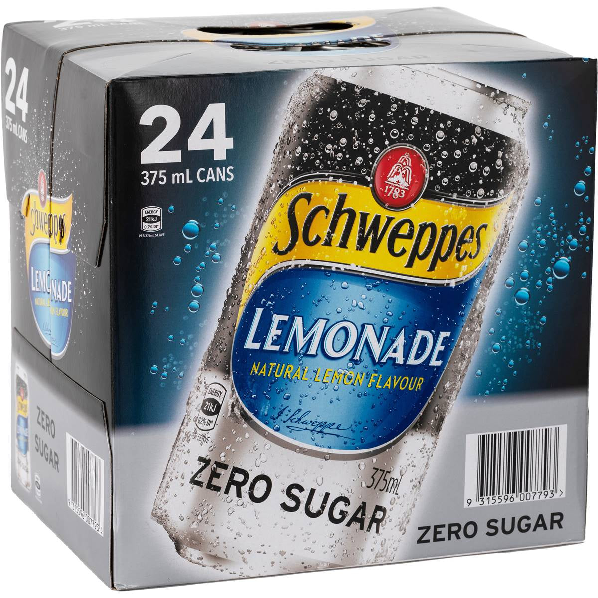 Schweppes Lemonade Zero Sugar Can 24 x 375mL