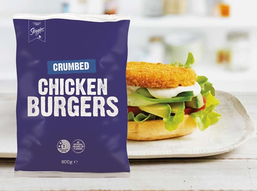 Steggles Crumbed Chicken Burgers 800g