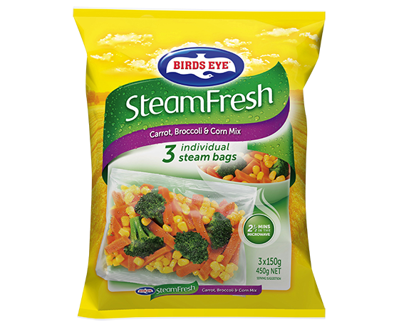 Birds Eye Steam Fresh Carrot, Broccoli and Corn Mix 450g