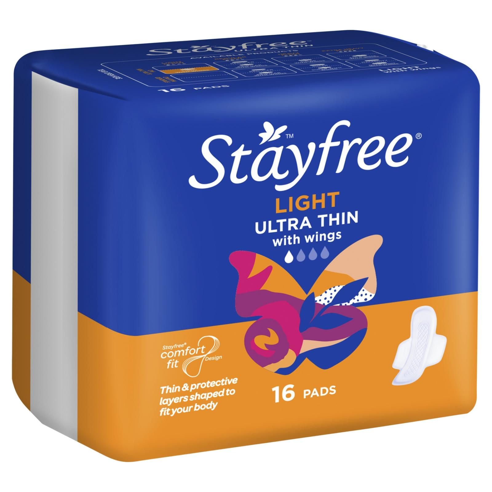 Stayfree Ultra Thin Pads Light with Wings 16 pack