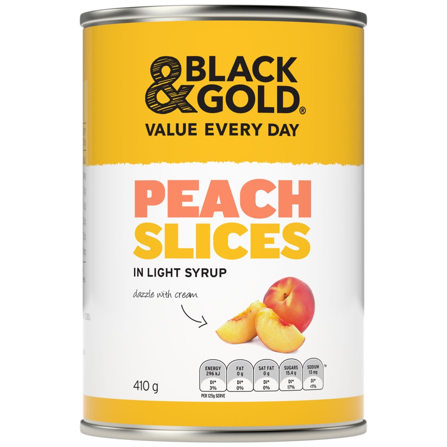 Black and Gold Peach Slices 410g