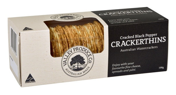 Valley Produce Crackerthins Cracked Black Pepper 100g