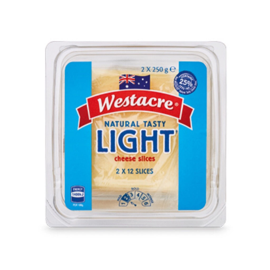 Westacre Natural Tasty Light Cheese Slices 24 Slices 500g