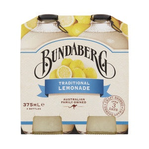 Bundaberg Traditional Lemonade Sparkling Drink 375mL 4 pack