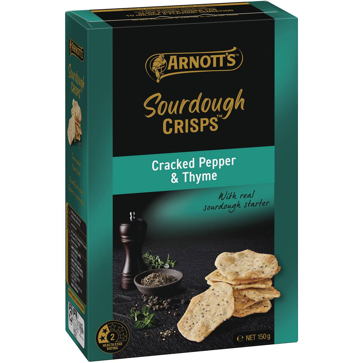 Arnott's Sourdough Crisps Cracker Pepper & Thyme 150g