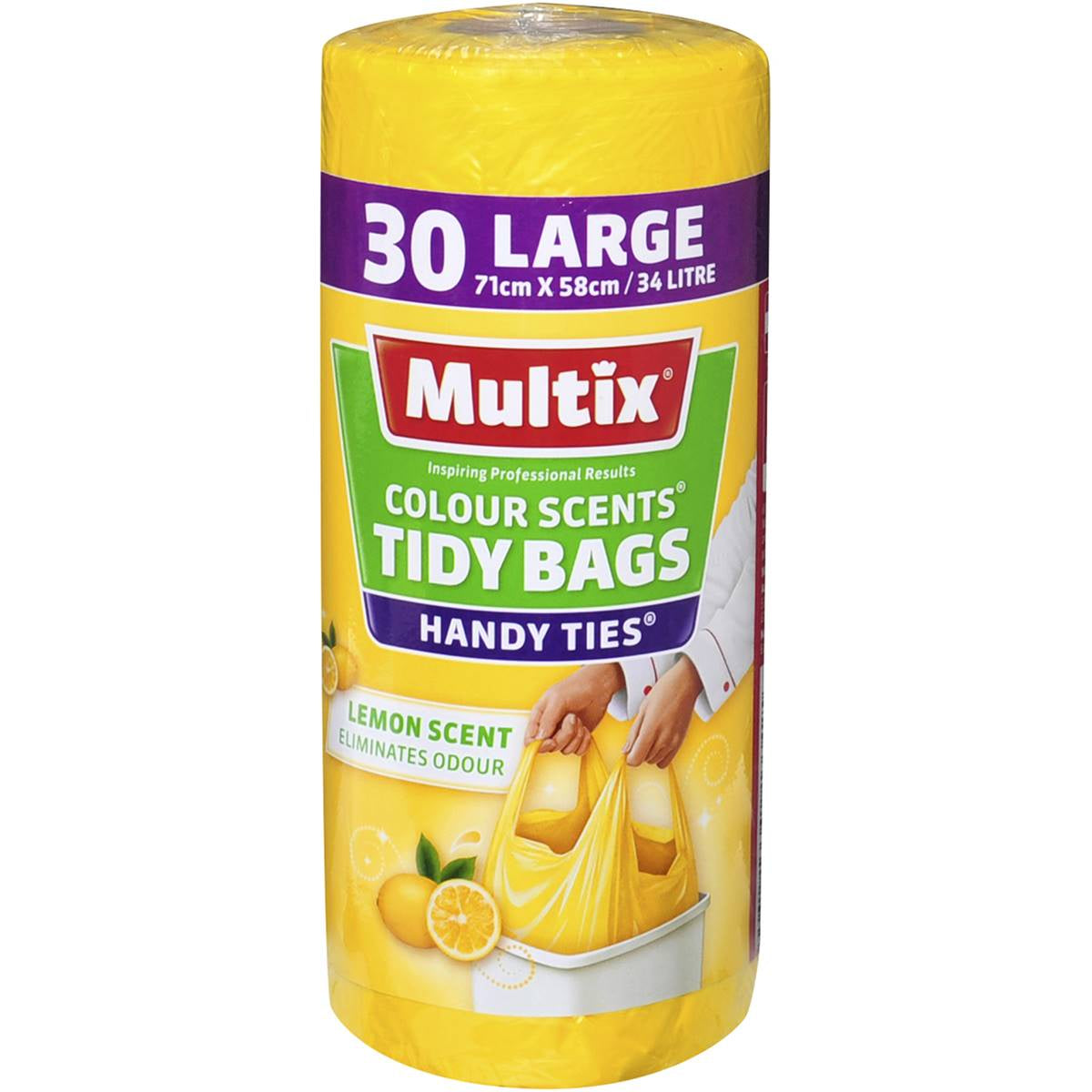 Multix Colour Scents Kitchen Tidy Bags Lemon Large 30 Pack