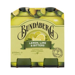 Bundaberg Lemon Lime & Bitters Sparkling Drink 375ml 4 pack