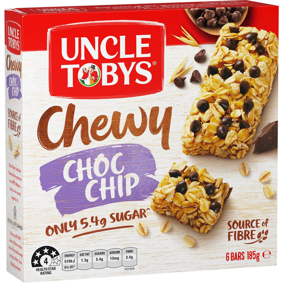 Uncle Tobys Muesli Bar Chewy Choc Chip 6 Pack