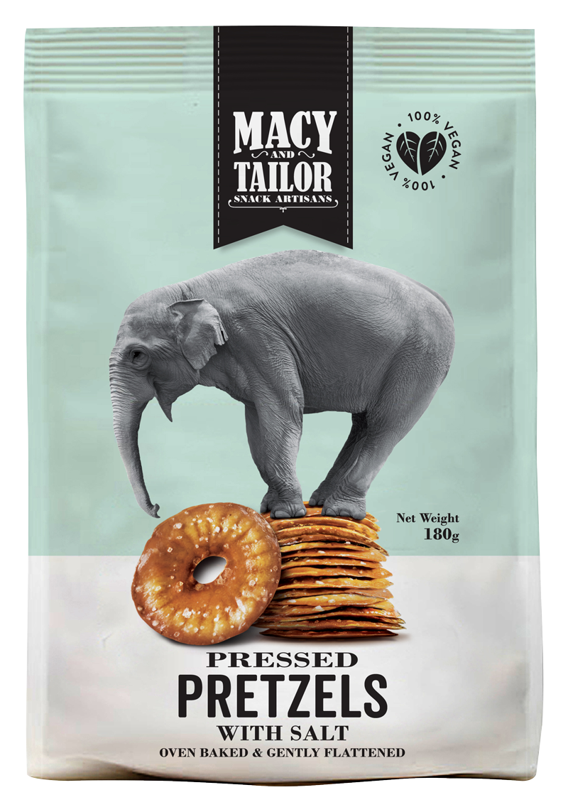 Macy and Tailor Pressed Pretzels with Sea Salt 180g