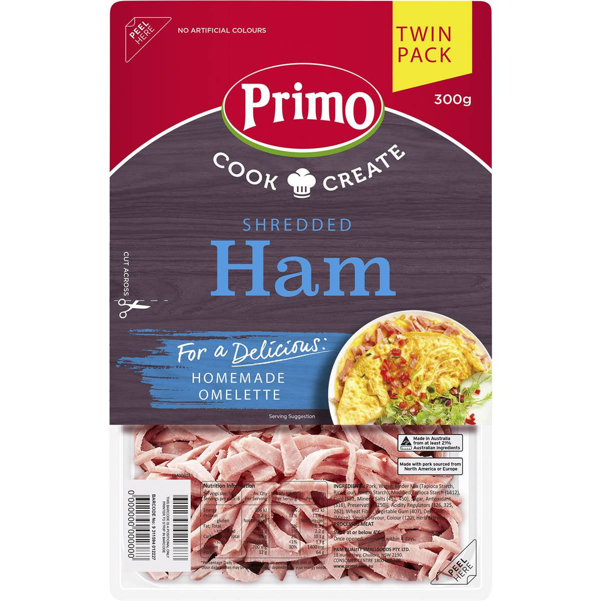 Primo Shredded Ham Twin Pk 300g