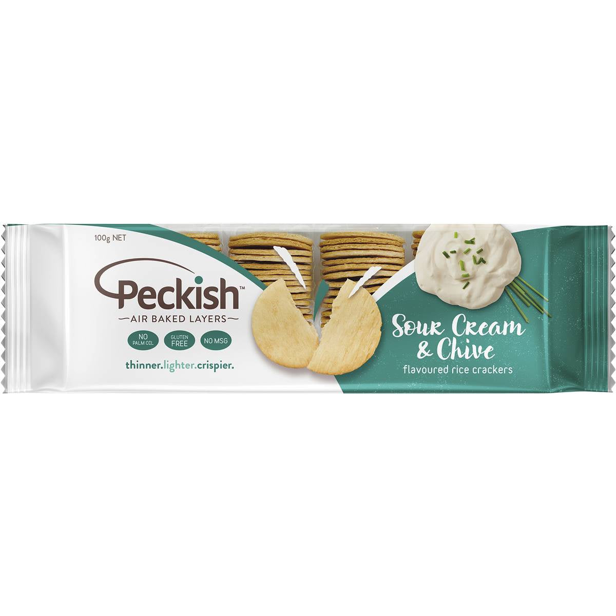 Peckish Rice Crackers Sour Cream and Chives 90g