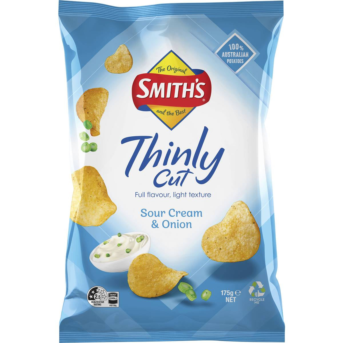 Smith’s Thinly Cut Sour Cream/Onion Chips 175gm