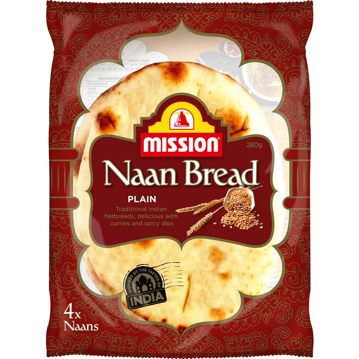 Mission Naan Bread Plain 4 pack 280g