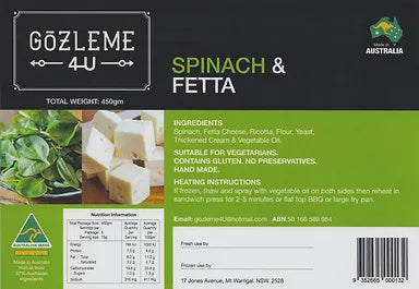 Gozleme 4 U Spinach and Fetta 450g