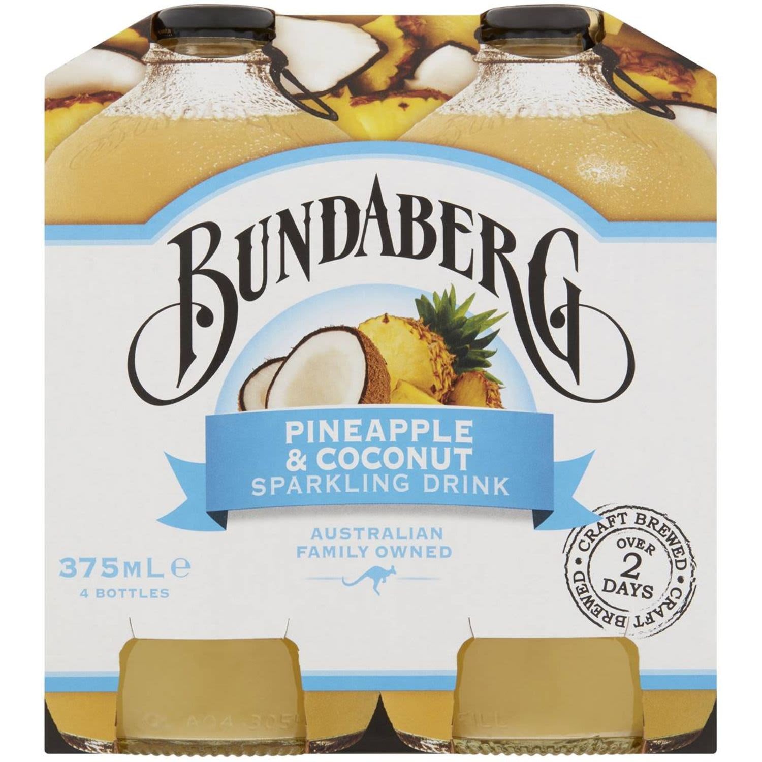 Bundaberg Pineapple and Coconut Sparkling Drink 375mL 4 pack