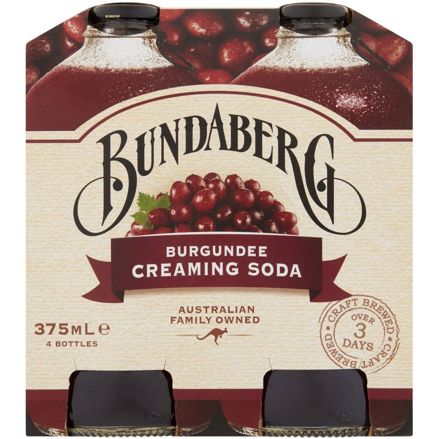 Bundaberg Creaming Soda Sparkling Drink 375mL 4 pack