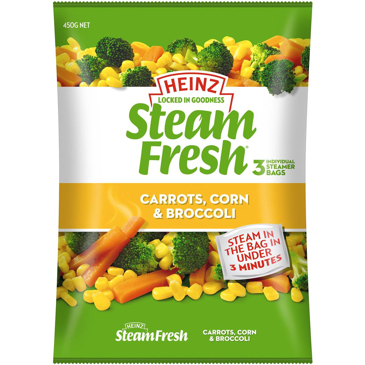 Heinz Steam Fresh Carrot, Corn and Broccoli 450g