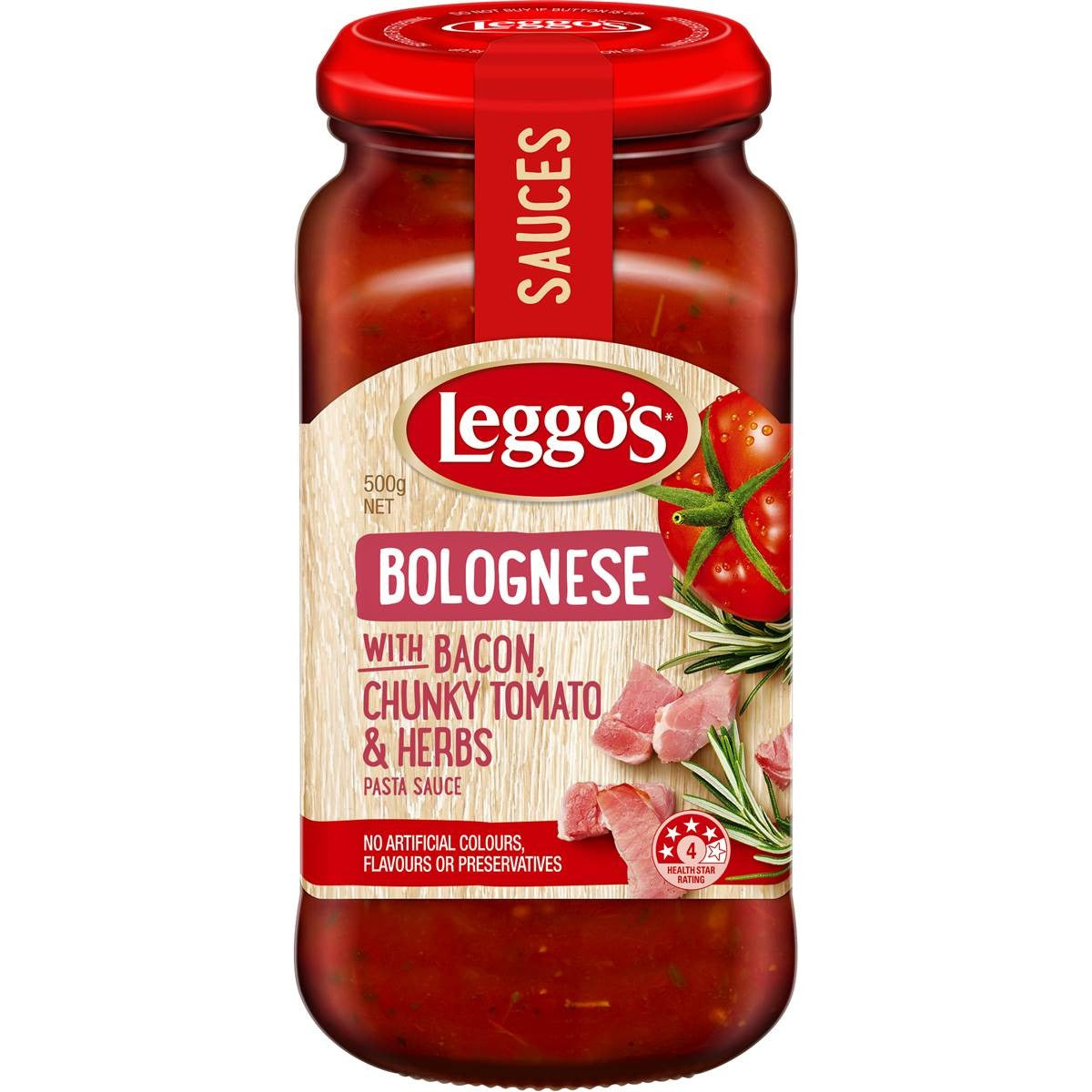 Leggo's Bolognese with Bacon, Chunky Tomato and Herbs 500g