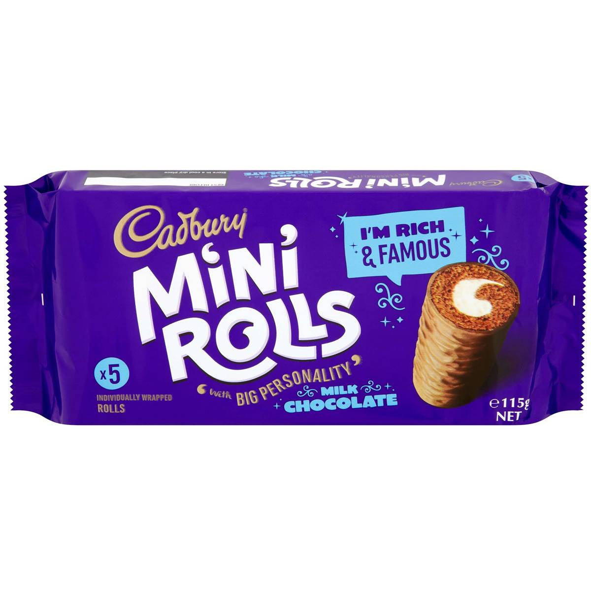 Cadbury Mini Rolls Milk Chocolate 5 pack 115g