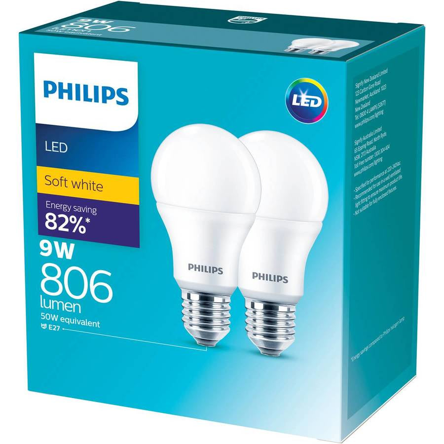 Phillips LED 806 lm Warm White BC Globes 2 pack