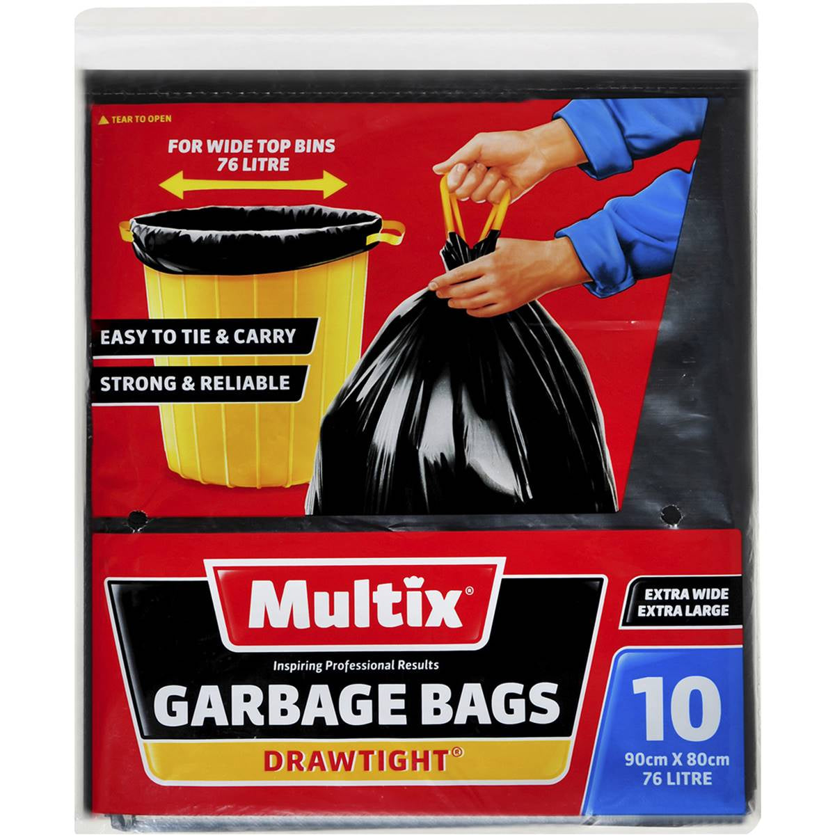 Multix Garbage Bags 90x80cm 76L 10 pack