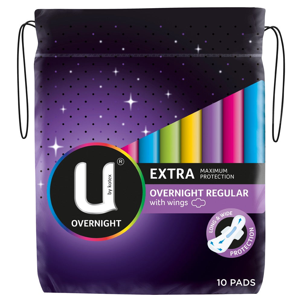 U by Kotex Extra Overnight Regular with Wings 10 pack