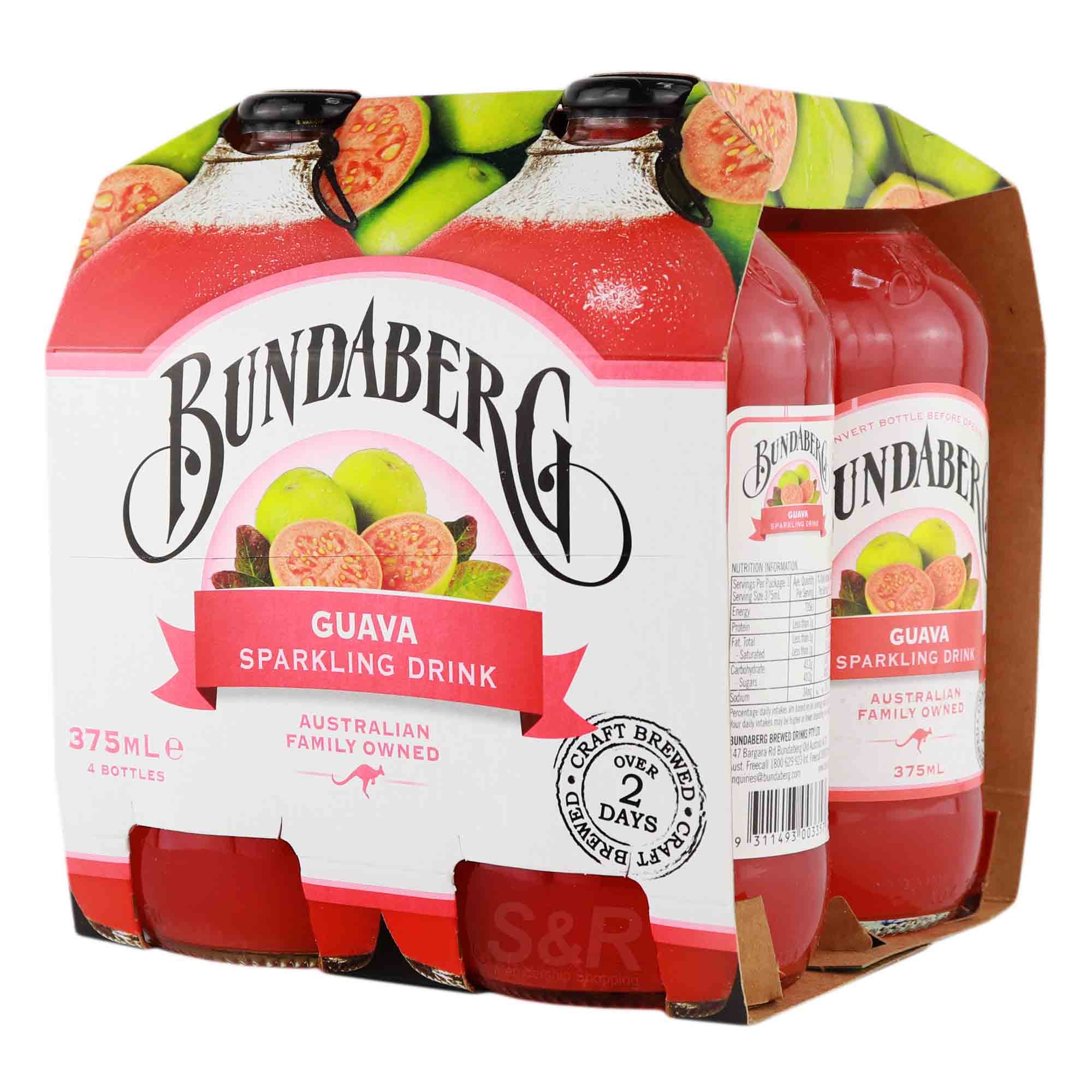 Bundaberg Guava Sparkling Drink 375mL 4 pack