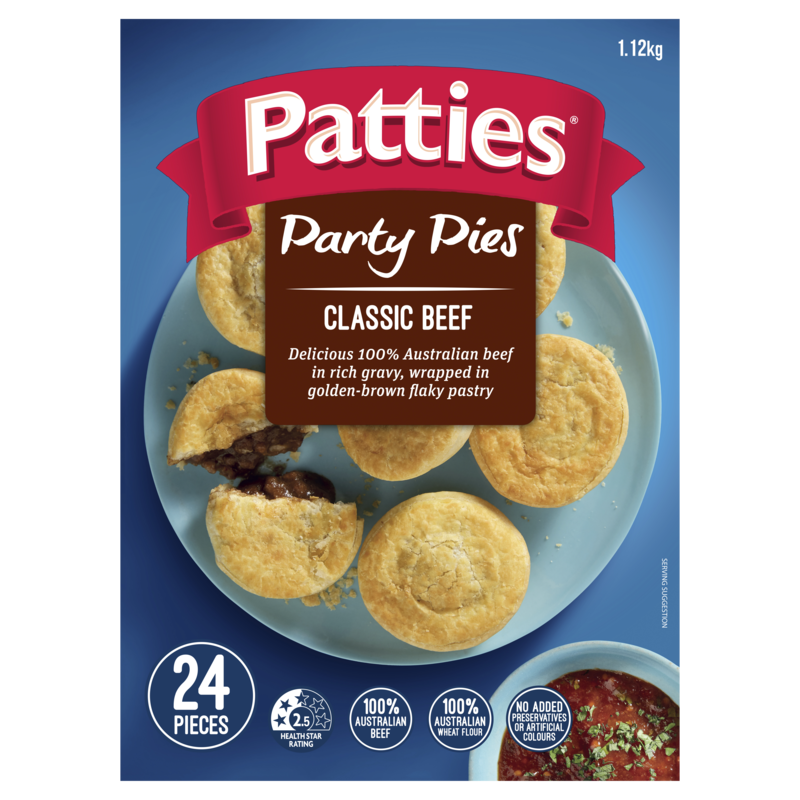 Patties Party Pies Classic Beef 24 pack