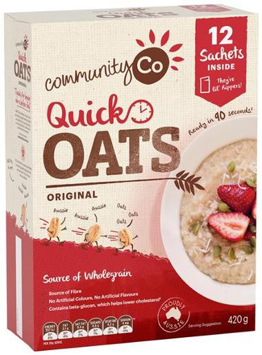 Community Co Quick Oats Original 12 Sachets 420g