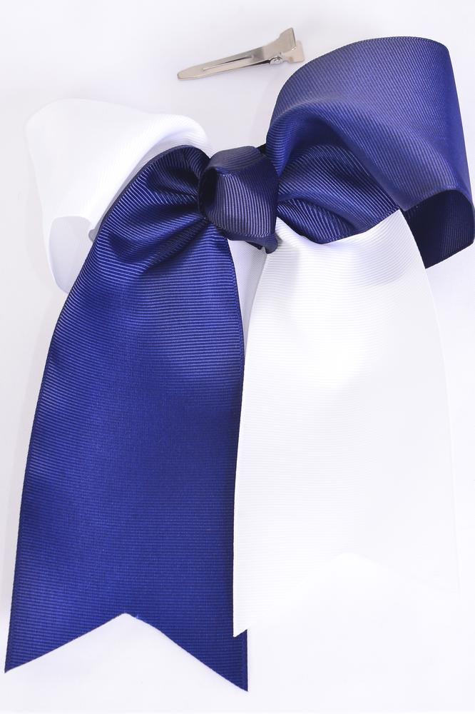 Hair Bow Navy Long Tails