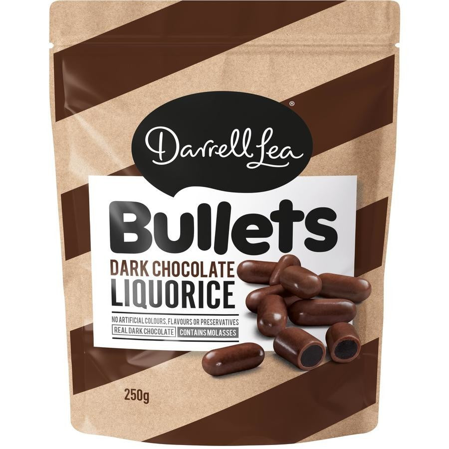 Darrell Lea Bullets Dark Chocolate Liquorice 250g