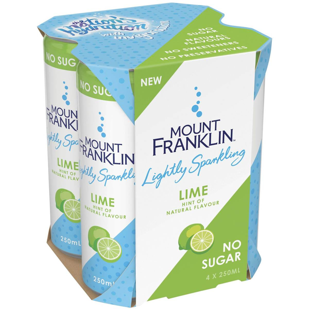 Mount Franklin Lightly Sparkling Lime 4 x 250mL